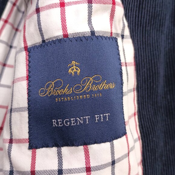 Brooks Brothers Navy Corduroy Blazer Regent Fit Elbow Patches Ivy Classic 46R - Picture 13 of 14